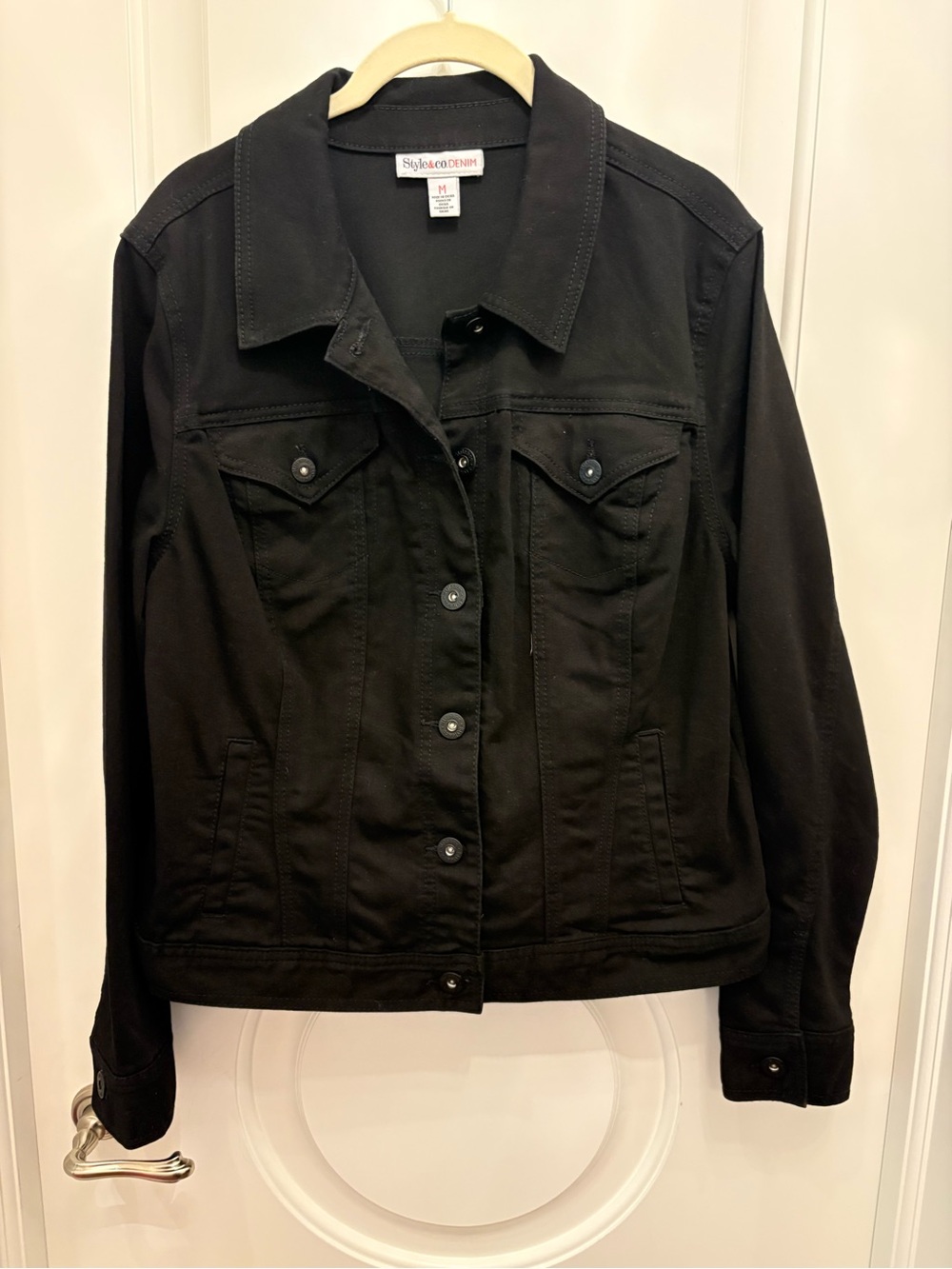 Style & Co. Black Women's Denim Jacket with Button Front